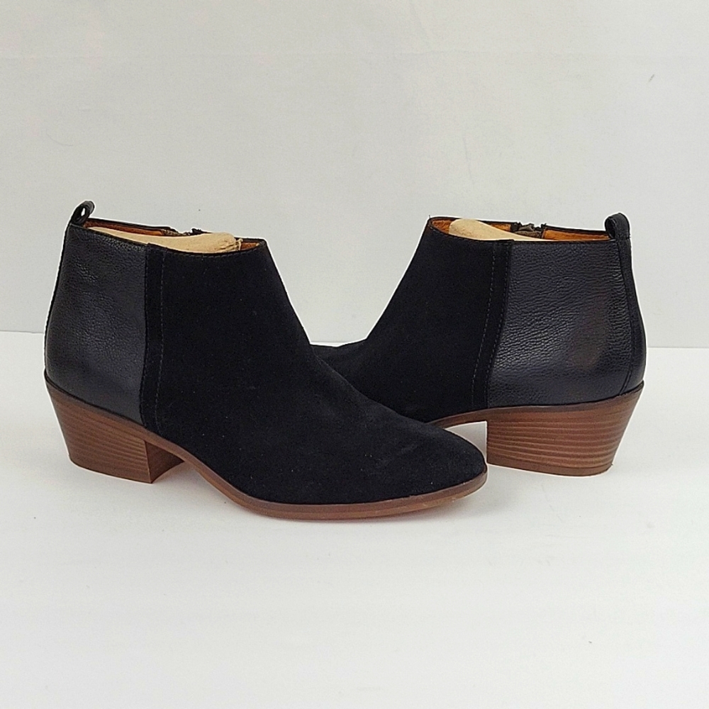 Madewell Charley Suede/ Leather Ankle Boot Black Size 8